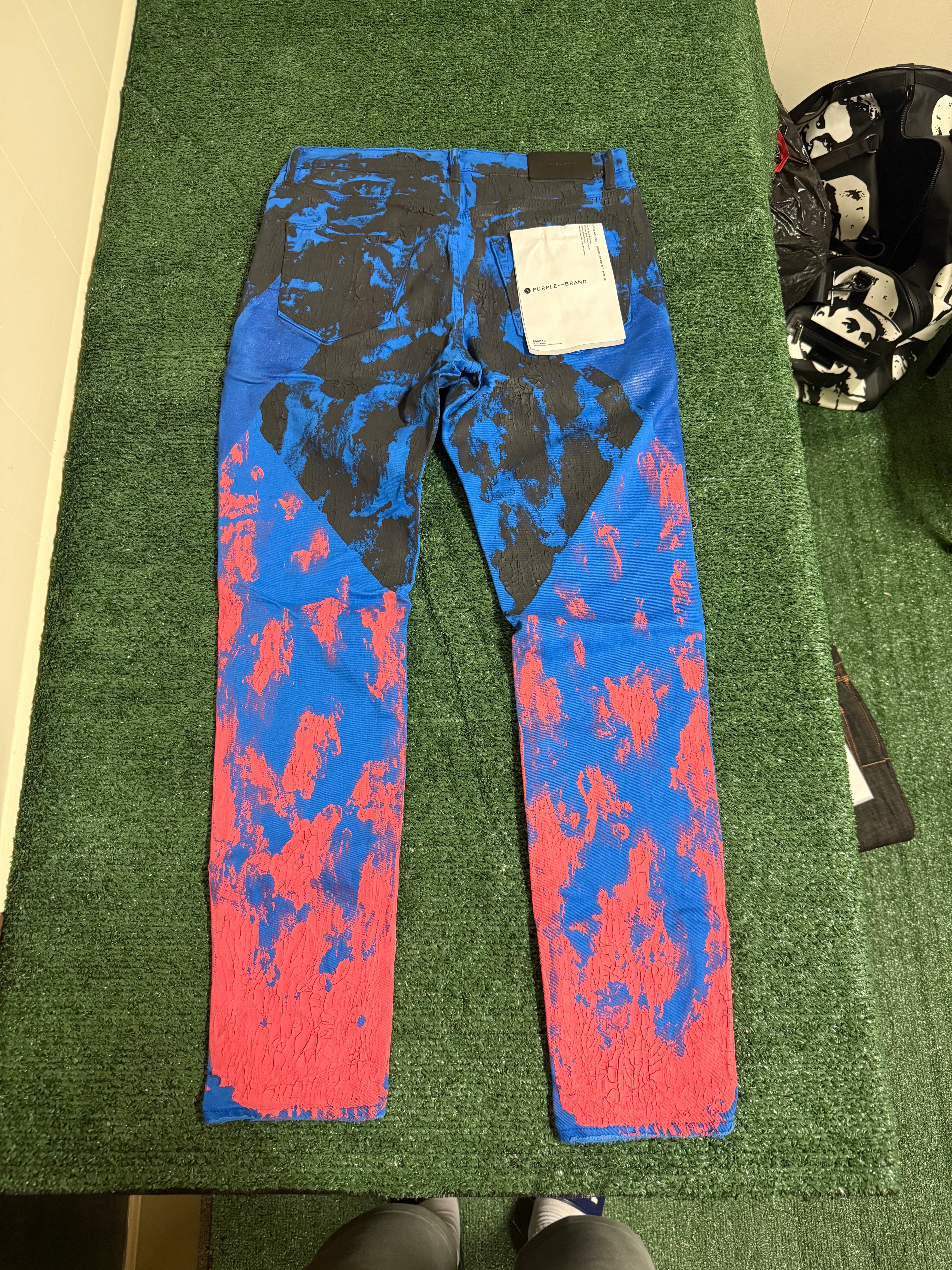 PURPLE DIAGONAL BLUE RED BLK P001